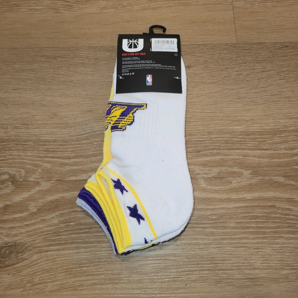 NBA Los Angeles Lakers Mens Low Cut Socks 3 Pair Size 6-12 New